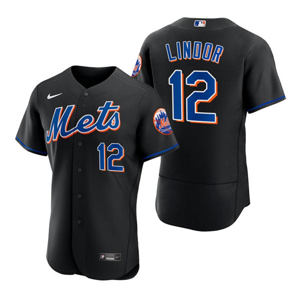 Mens New York Mets #12 Francisco Lindor Baseball Jersey