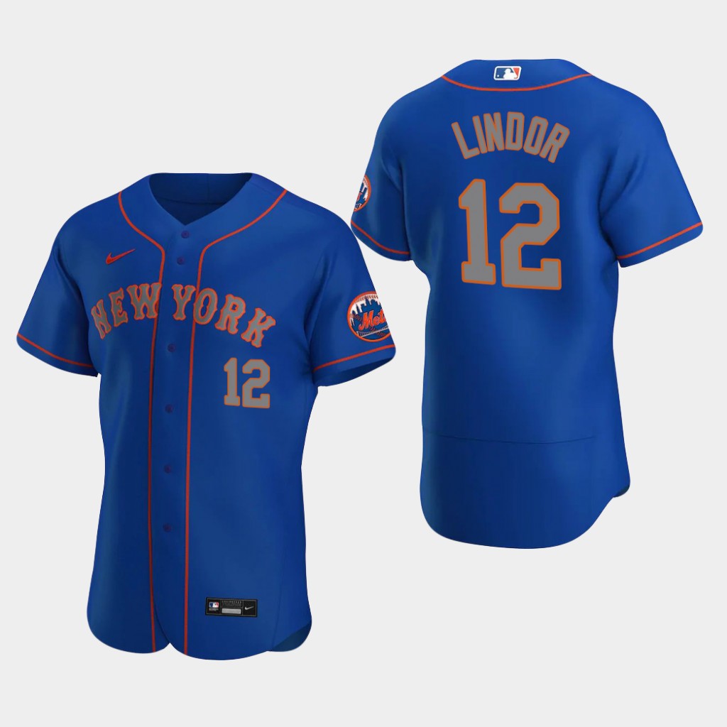 Mens New York Mets #12 Francisco Lindor Baseball Jersey