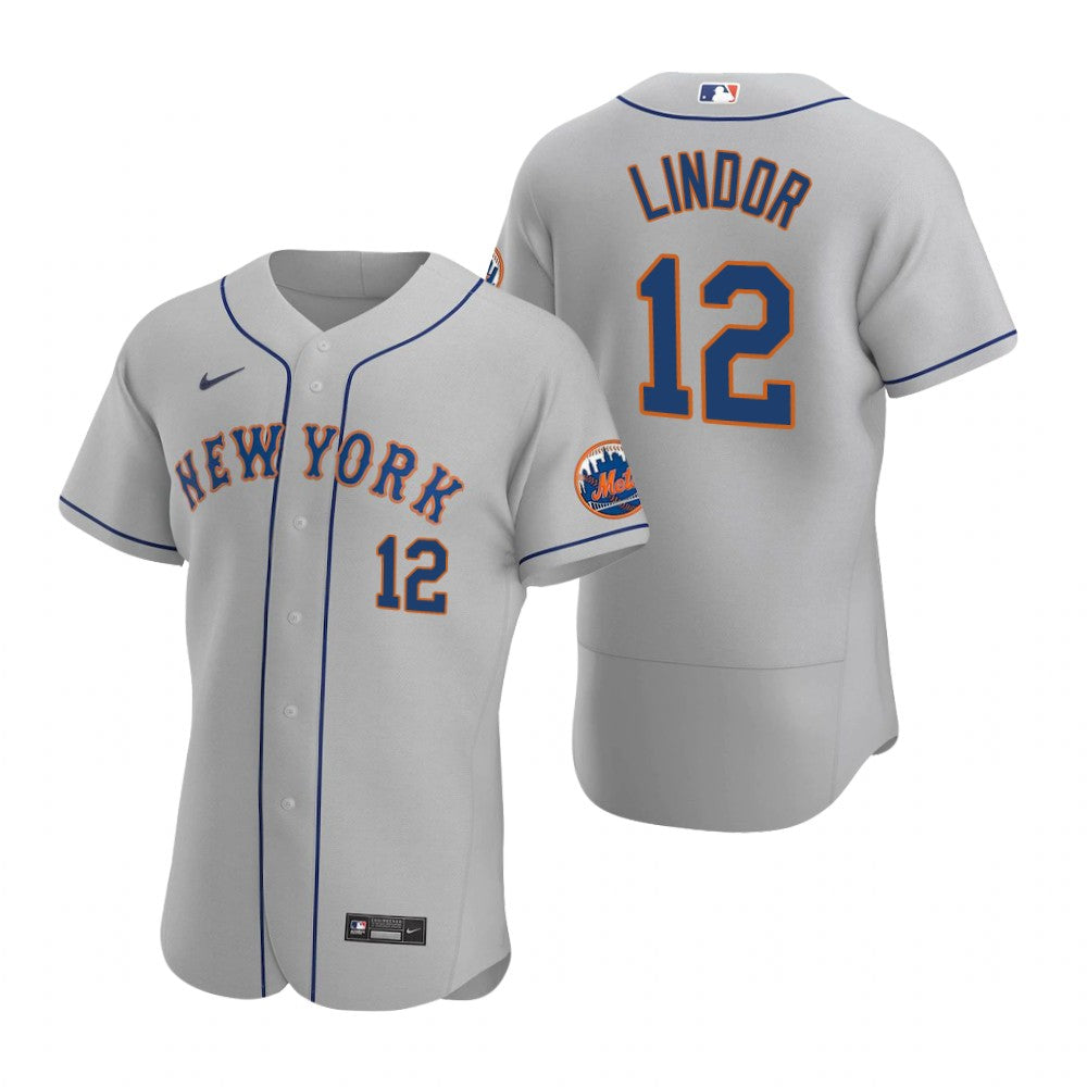 Mens New York Mets #12 Francisco Lindor Baseball Jersey