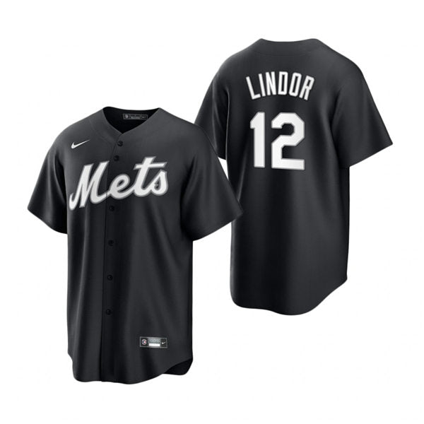 Mens New York Mets #12 Francisco Lindor Baseball Jersey