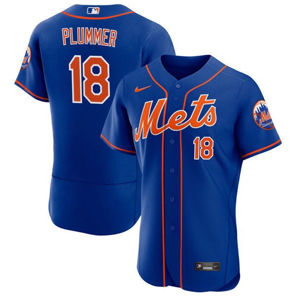 Mens New York Mets #18 Nick Plummer Baseball Jersey