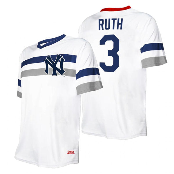 Men's New York Yankees #3 Babe Ruth Baseball Jersey