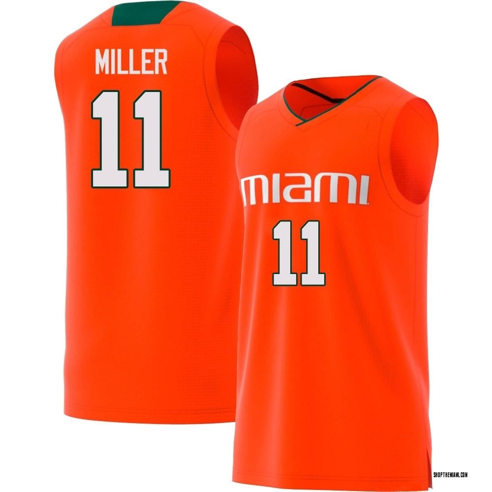 Men's #11 Jordan Miller Miami Hurricanes College Basketball Jersey
