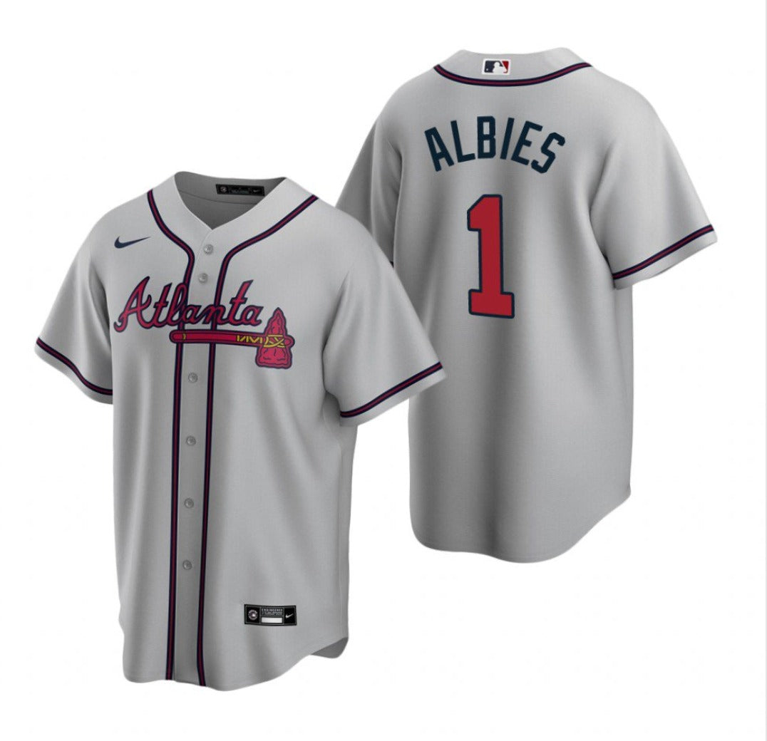 Men's Atlanta Braves #1 Ozzie Albies Baseball Jersey