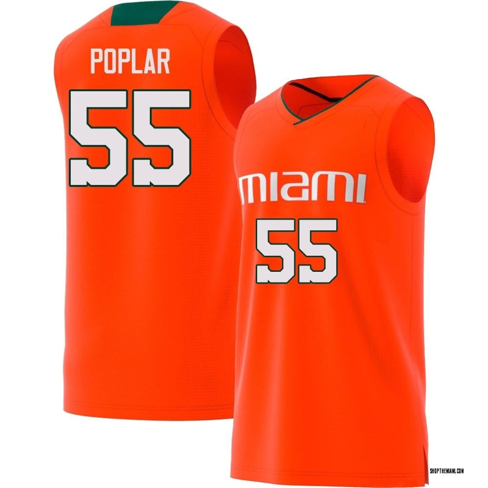 Men's #55 Wooga Poplar Miami Hurricanes College Basketball Jersey