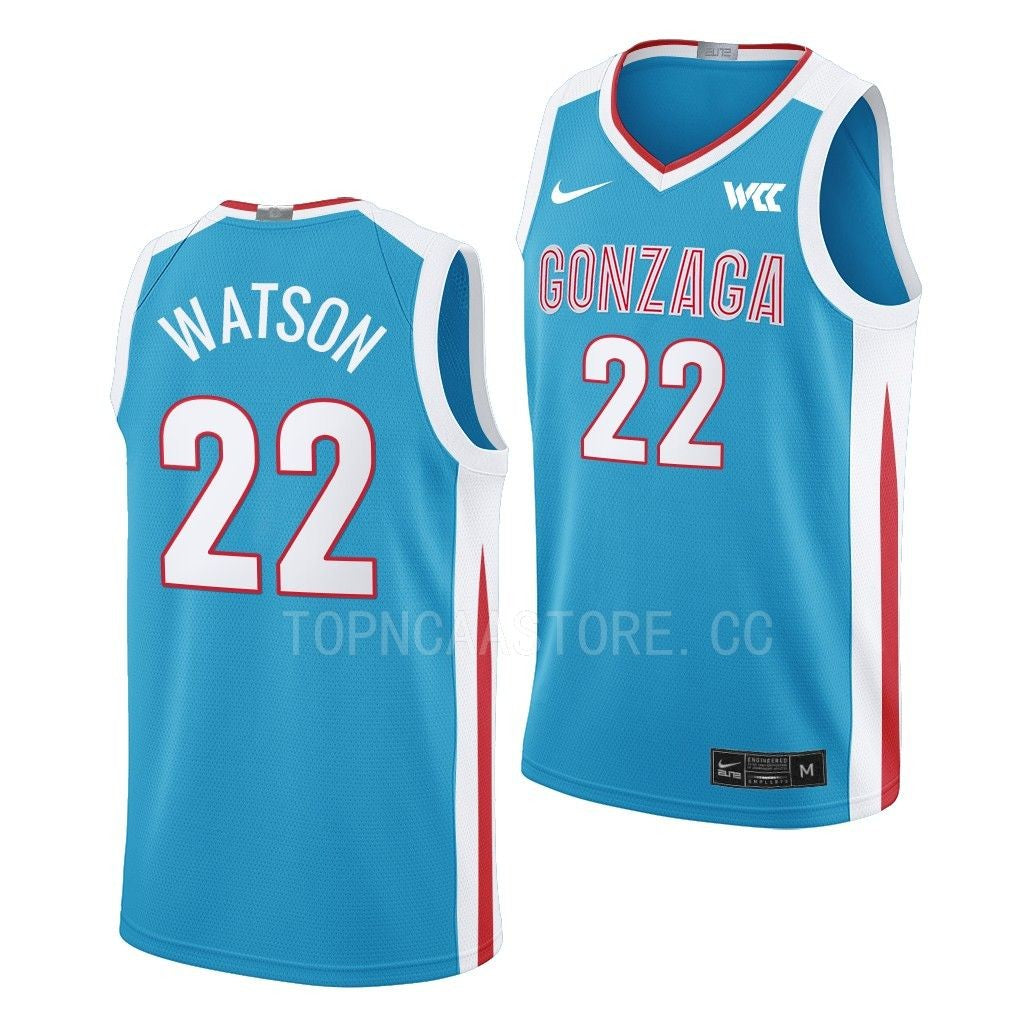 Men's #22 Anton Watson Gonzaga Bulldogs College Basketball Jersey