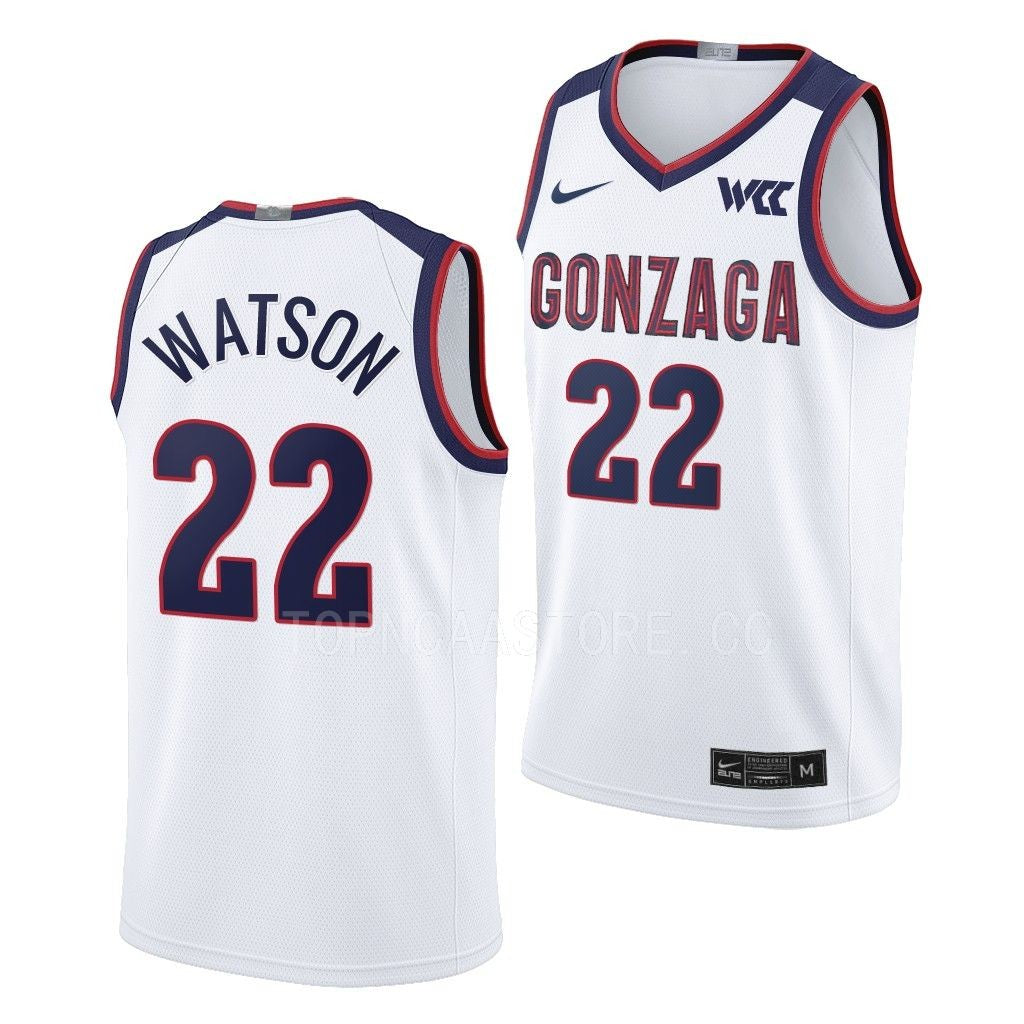 Men's #22 Anton Watson Gonzaga Bulldogs College Basketball Jersey