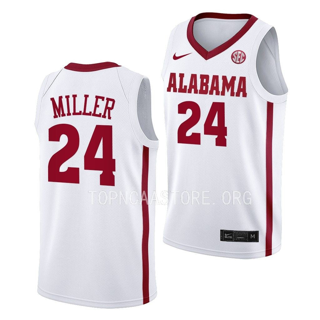 Men's #24 Brandon Miller Alabama Crimson Tide College Basketball Jersey