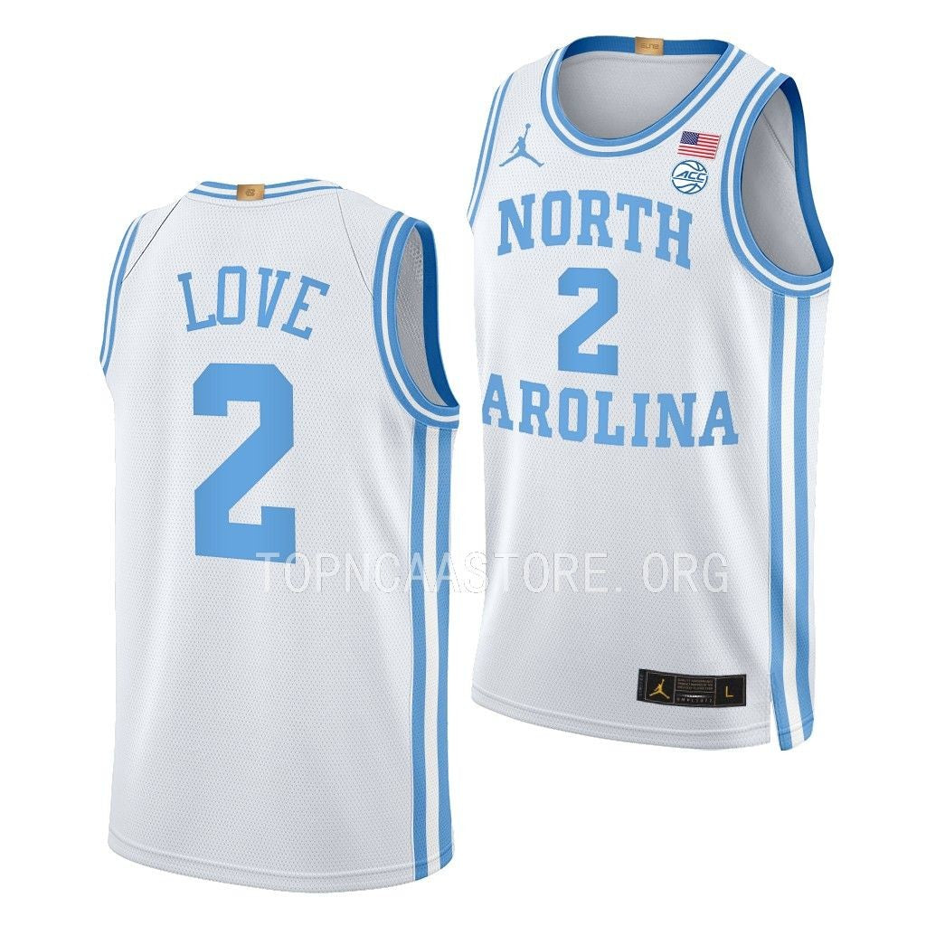 Men's #2 Caleb Love North Carolina Tar Heels College Basketball Jersey