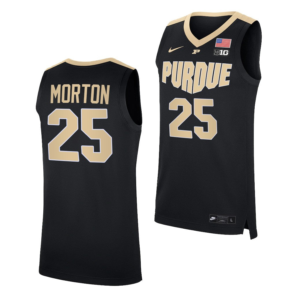 Men's #25 Ethan Morton Purdue Boilermakers College Basketball Jersey