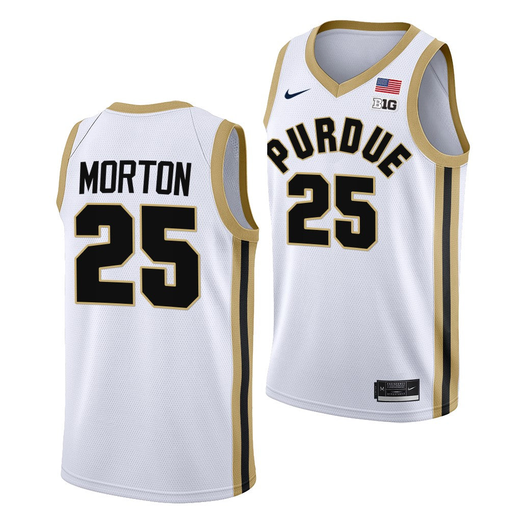 Men's #25 Ethan Morton Purdue Boilermakers College Basketball Jersey