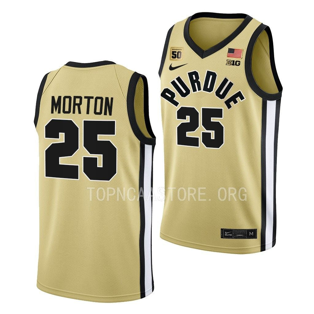 Men's #25 Ethan Morton Purdue Boilermakers College Basketball Jersey