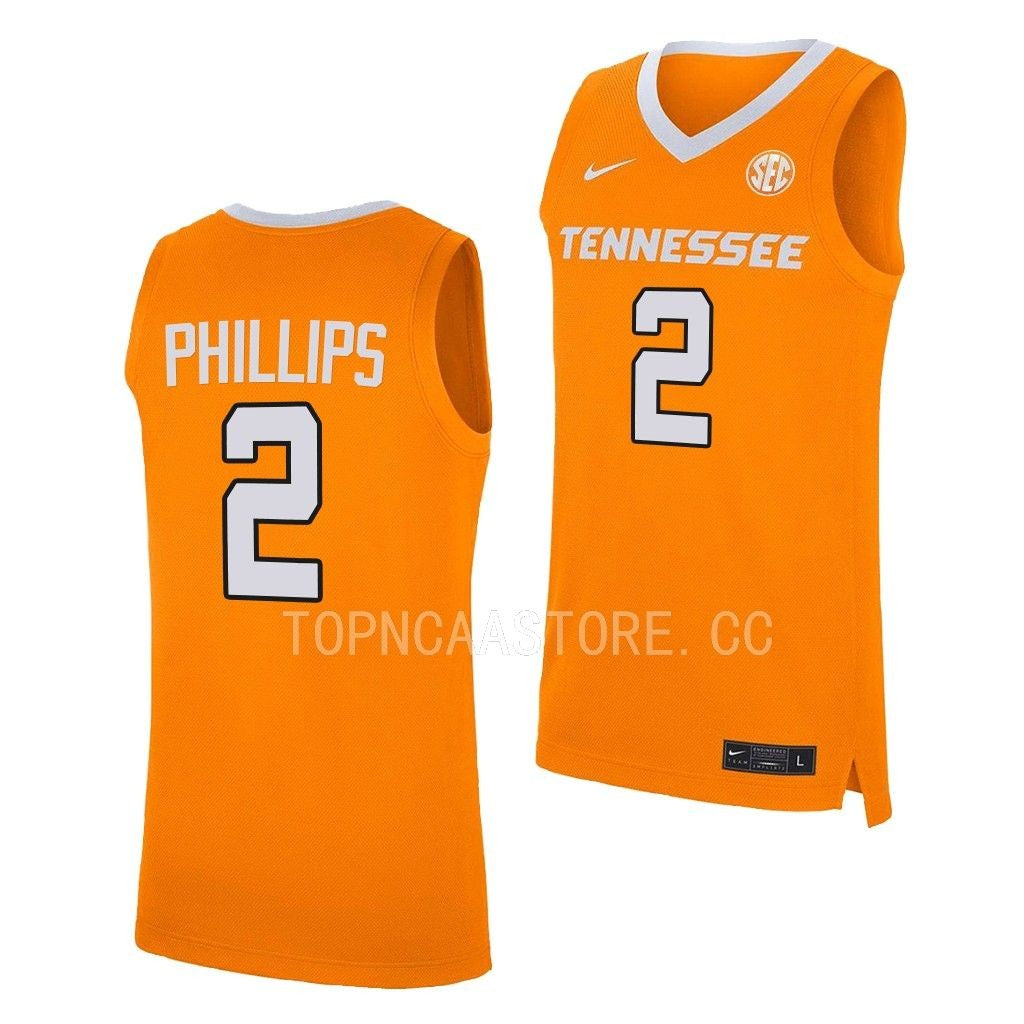 Men's #2 Julian Phillips Tennessee Volunteers College Basketball Jersey