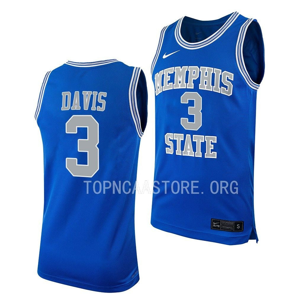 Men's #3 Kendric Davis Memphis Tigers College Basketball Jersey