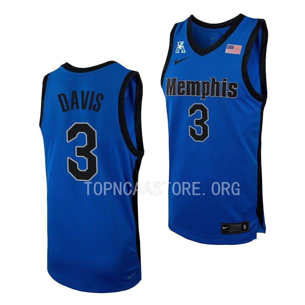 Men's #3 Kendric Davis Memphis Tigers College Basketball Jersey