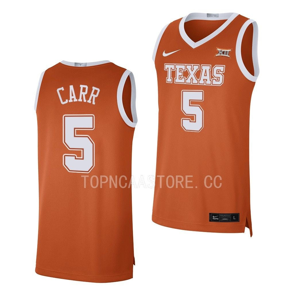 Men's #5 Marcus Carr Texas Longhorns College Basketball Jersey