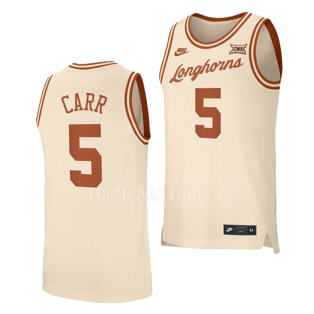 Men's #5 Marcus Carr Texas Longhorns College Basketball Jersey