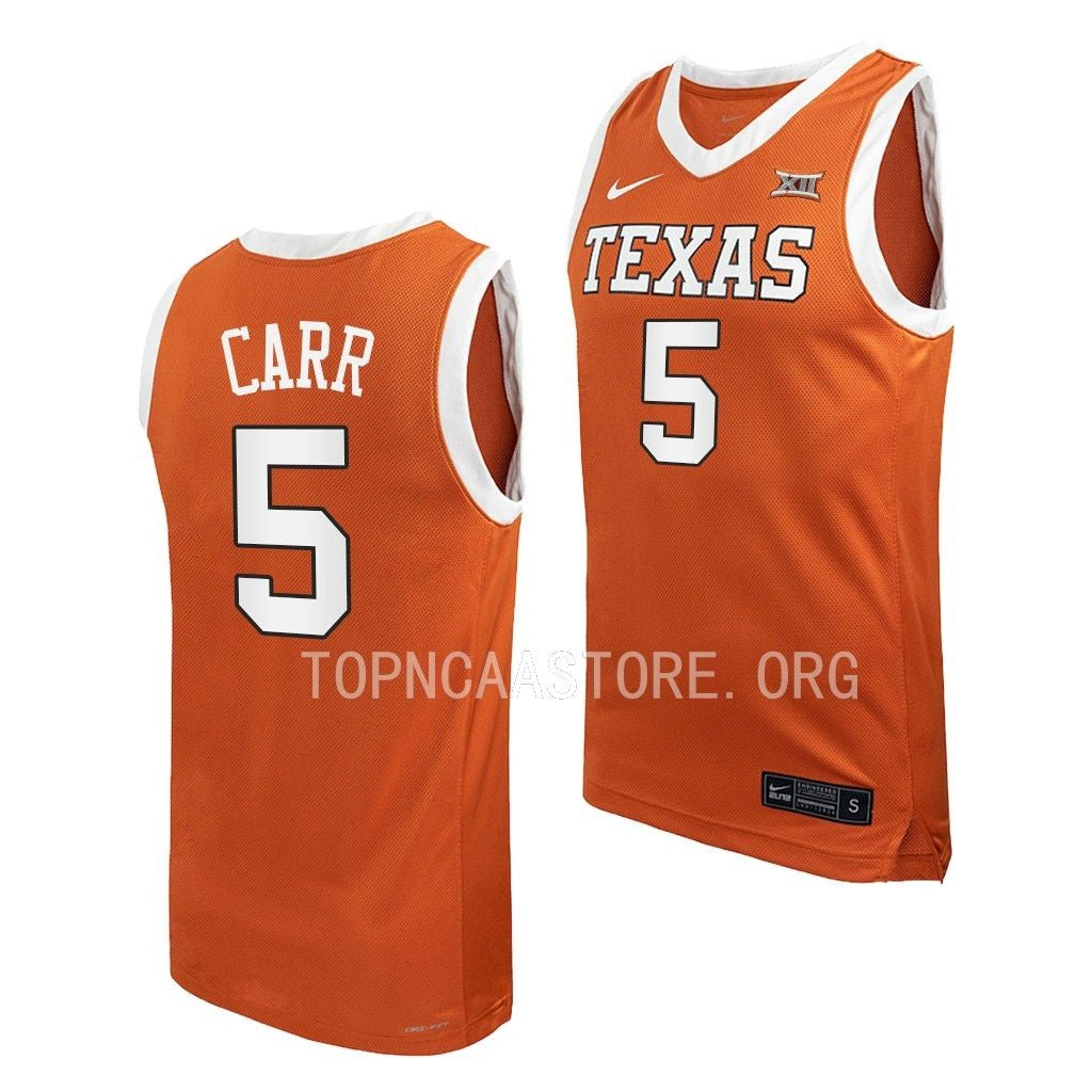 Men's #5 Marcus Carr Texas Longhorns College Basketball Jersey