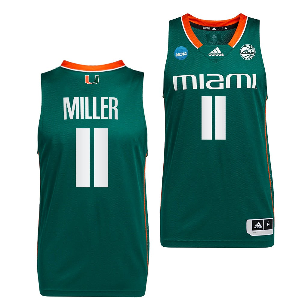 Men's #11 Jordan Miller Miami Hurricanes College Basketball Jersey