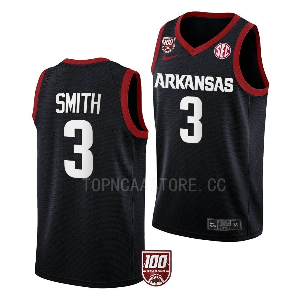 Men's #3 Nick Smith Arkansas Razorbacks College Basketball Jersey