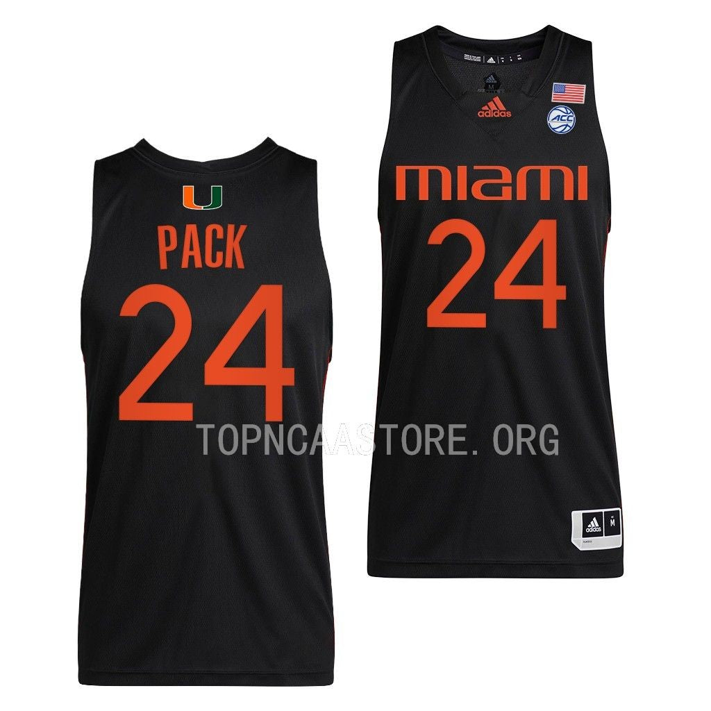Men's #24 Nijel Pack Miami Hurricanes College Basketball Jersey