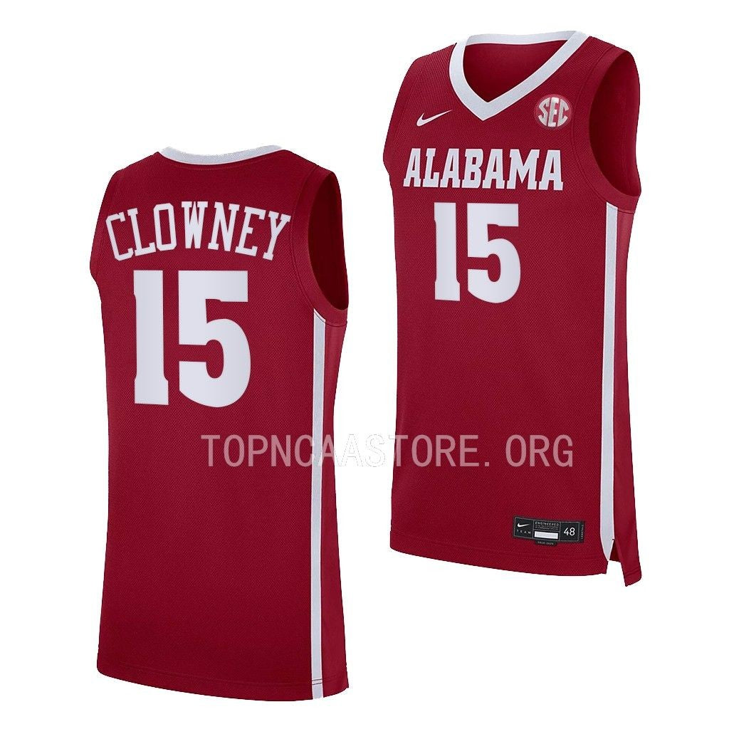 Men's #15 Noah Clowney Alabama Crimson Tide College Basketball Jersey