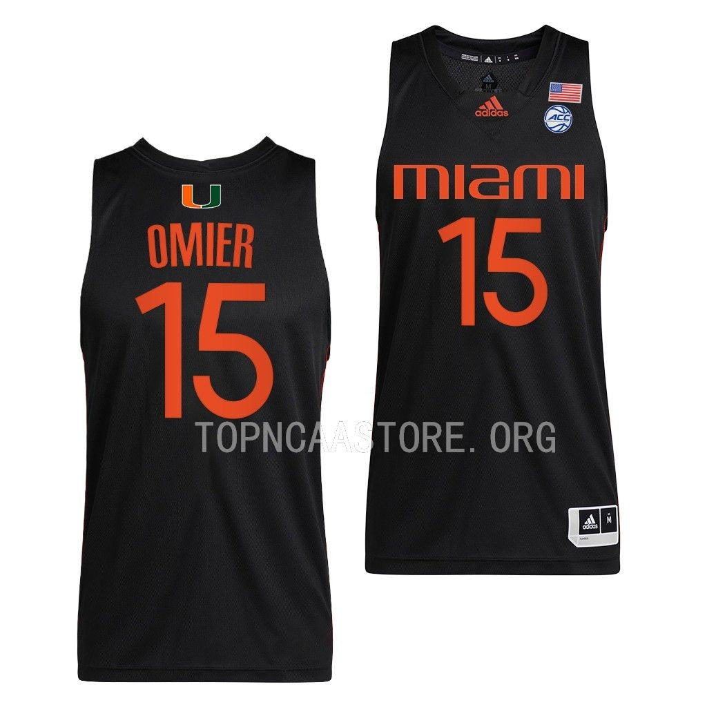 Men's #15 Norchad Omier Miami Hurricanes College Basketball Jersey